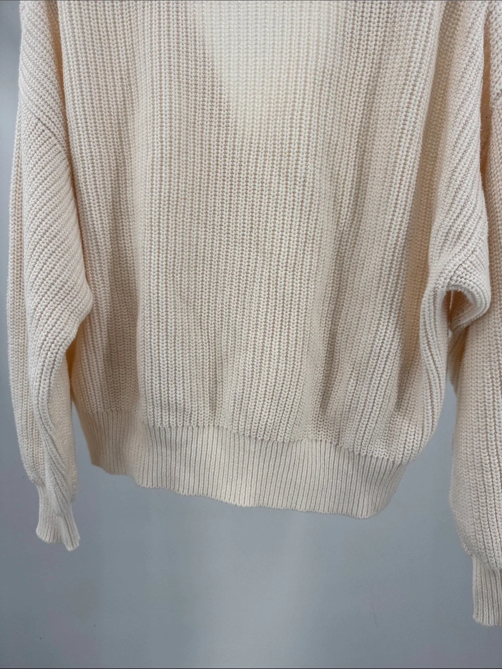LOFT Cream Ribbed slouchy cropped cardigan S cotton casual fall winter neutral